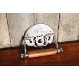 Victorian style 'The Crown' chrome and stained wood toilet roll holder