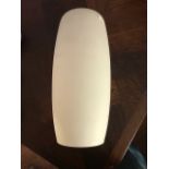 Sleek 1970's frosted glass pendant light fitting H: 34 W: 45 cm