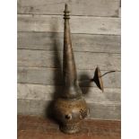 A pair of 20thC distressed brass Moroccan torch style wall mounted light H : 75 cm