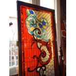 Large glass Tiffany coloured glass panel H : 244 cm