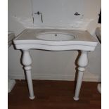 Alexander porcelain consul sink on bulbous tapered legs H: 105 W: 84 cm