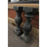 Two Victorian painted pine columns in a matte black finish