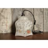 Mid Century white frosted marble effect glass pendant light coming with poppy decoration