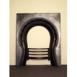 Victorian cast iron arched fireplace insert H: 92 W: 76 cm