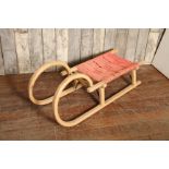 Vintage beech wood sled, with curly front,