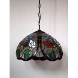 Tiffany style leaded glass pendant light coming with red,