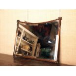 Victorian copper and glass mirror with ornate corner decoration H: 65 W: 49 cm