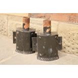 Pair of Victorian cast iron hopper heads H: 47 cm