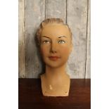 1950's Italian plaster millinery head of a male with mid blonde hair swept back