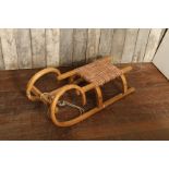 Vintage beech wood sled, with curly front,