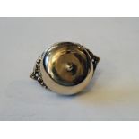 Victorian style polished brass lever operated door bell with floral back plate.