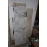 4 pieces white marble with grey veins