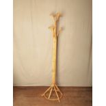 Antique bamboo/rattan 5 hook coat stand H : 179 cm