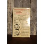 Mid Century enamel 'Treatment for Electric Shock' sign including illustrations H: 33 W:24 cm