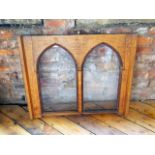 An Oak Gothic framed window with toarched glass panels (2 items)