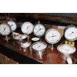 Late 19thC chrome gauges in a variety of sizes and styles (11 items)
