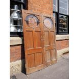 A pair of Art Deco oak cut glass doors comprising one over 4 panels H: 202 W: 162 cm