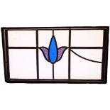 Encased Blue Tulip Glass Panel H: 25 W: 46