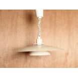 Mid Century spun aluminium Danish rise and fall pendant light in the style of Louis Poulsen,