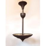 Art Deco steel ceiling uplight with brushed copper paint effect H: 62 W: 30 cm
