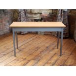 Mid Century veneer wood top and steel frame slim James Leonard Table H : 75 L : 119 W : 40 cm
