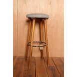 Mid Century grey upholstered high stools,