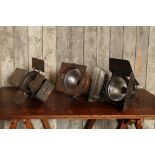 3 industrial steel cinema lights in different finishes