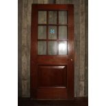 Victorian Cuban mahogany 9 over 3 glass panelled interior door,