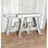 A pair of antique style cast aluminium industrial table bases sprayed in a pewter finish H: 71 W: