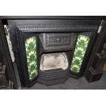 Victorian cast iron fireplace insert with floral tiles 96 x 96 cm
