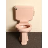 Art Deco pink toilet pan and cistern H: 82 W: 52 cm