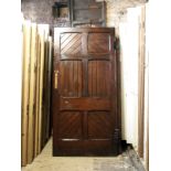 A pair of Victorian stained pitch pine doors with 6 horizontal and vertical arranged panels H: 212