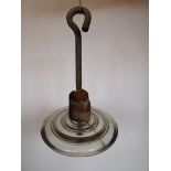 Late 20thC glass electrical insulator with steel rod H: 41 W: 25 cm (2 items)