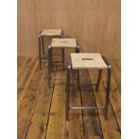 Industrial steel stool with beech wood seat and handle H : 56 W : 37 cm