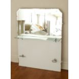 Art Deco glass over sink bathroom mirror in white H: 84 cm