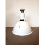 Industrial white enamel shade with original metal gallery