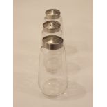 20thC glass and stainless steel salt shakers,