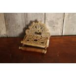 Victorian style brass and stained oak toilet roll holder