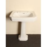 Art Deco style porcelain wash basin and pedestal H: 80 W: 61 cm