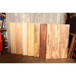 An assortment of work top samples coming in a variety of wood types (7 items)