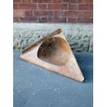 Triangular cast iron planters/horse troughs H: 23 W: 58 cm