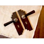 Art Deco mahogany and chrome lever handles (7 items)