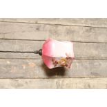 Vintage opaque glass shade in ombre effect pink and white,