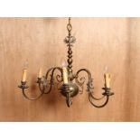 Antique brushed brass 6 arm Flemish chandelier with double headed eagel detail signifying power H :