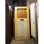 1930's pine exterior door with glass facility H: 201 W;