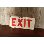 Late 20thC enamel exit sign H: 23 L: 51 cm