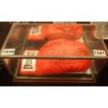 Everlast boxing glove signed by four British boxers, Alan Minter, Richard Dunn,