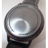 Unusual LCD touchscreen gents wristwatch with black leather strap