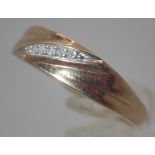 Sterling silver gold plated diamond set ring,