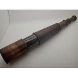 Brass German telescope with leather covering